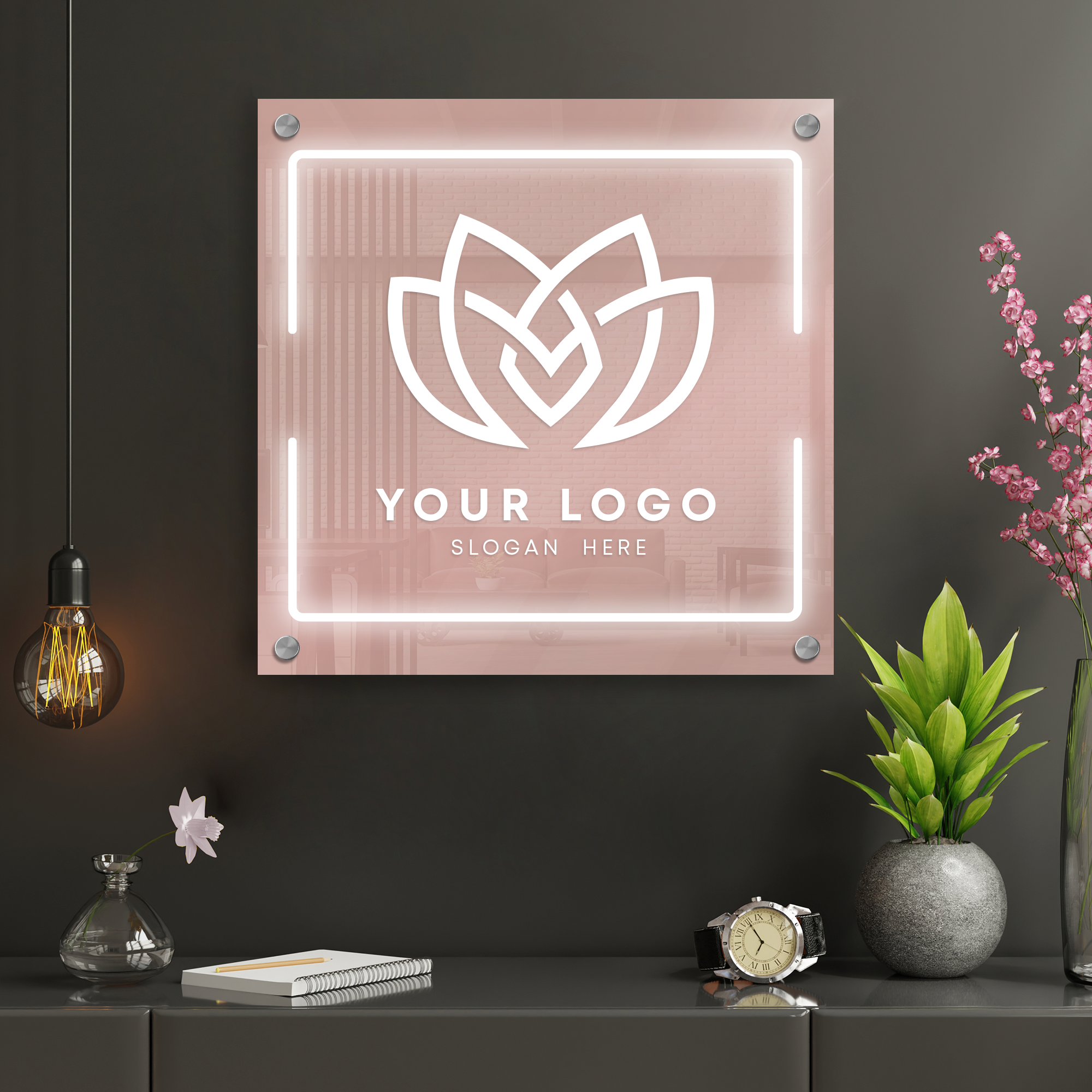 Personalized outlet Business Company Logo Desk Display Printed on Premium Clear Acrylic Glass Block Office Decor Trade Show Unique Office Decor