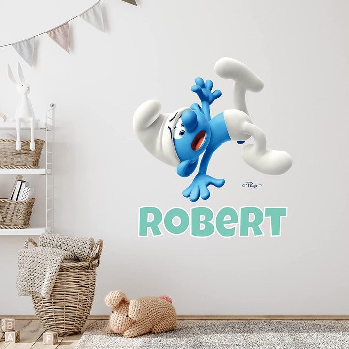 Custom Name & Initial The Smurfs Wall Decal - EGD X The Smurfs Series - Prime Collection - Baby Girl or Boy - Nursery Wall Decal for Baby Room Decorations - Mural Wall Decal Sticker (EGDTS034 - egraphicstore