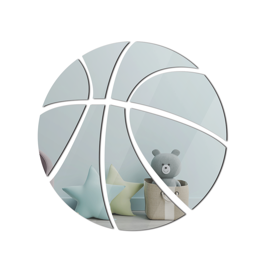 Mirror Figures Shapes Wall Decor, Basket Ball - Wall Mirror Mounted Decorative - Mirror for Bathroom Vanity, Living Room or Bedroom - Interior Design - Multiple Size Options - Support With Do - egraphicstore