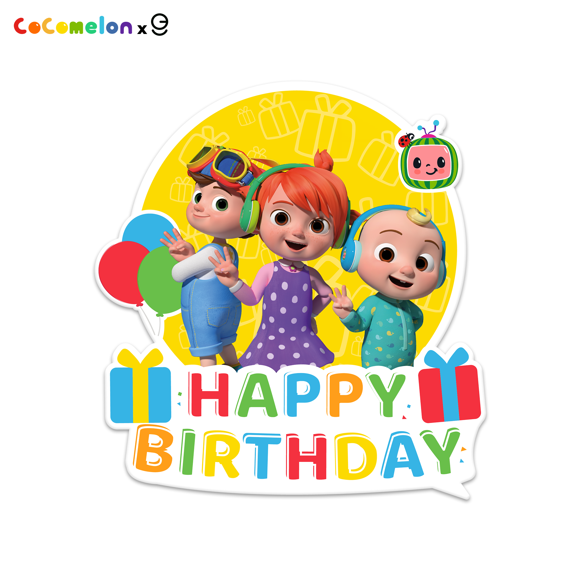 CoComelon JJ and His Brothers Happy Birthday Backdrop and Birthday