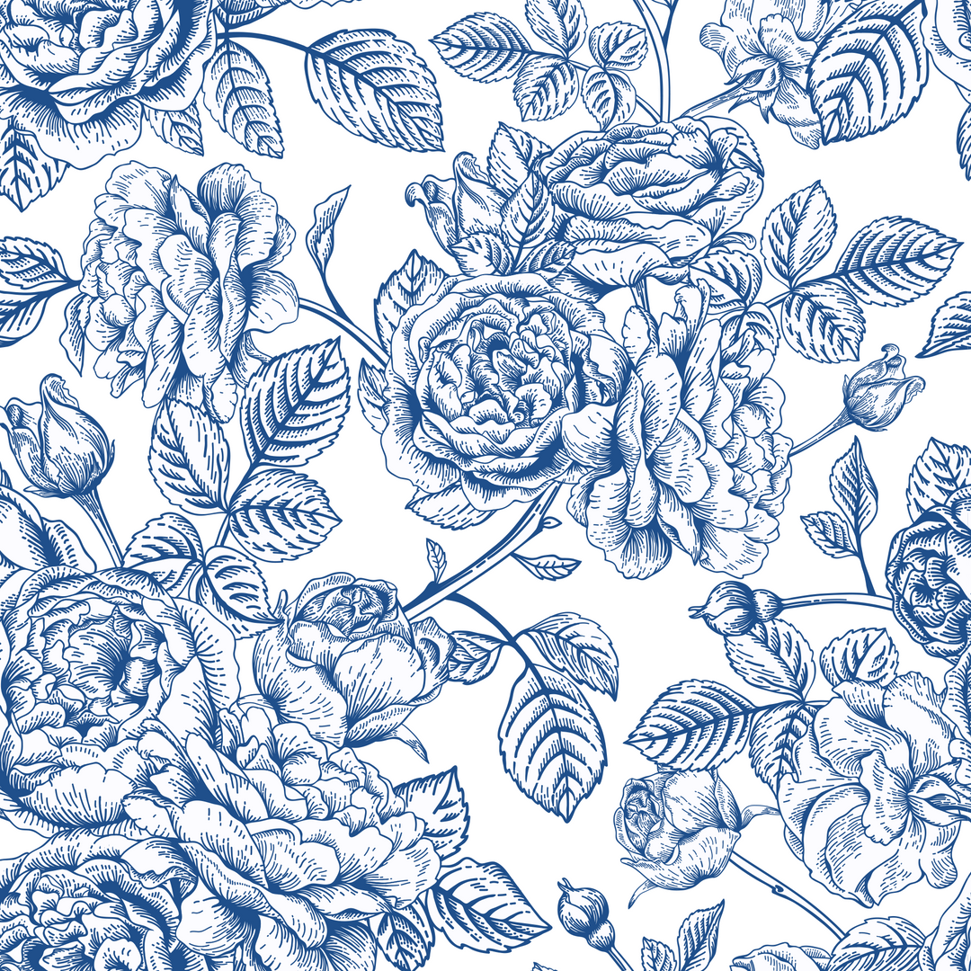 Blue Roses Peel and Stick Wallpaper