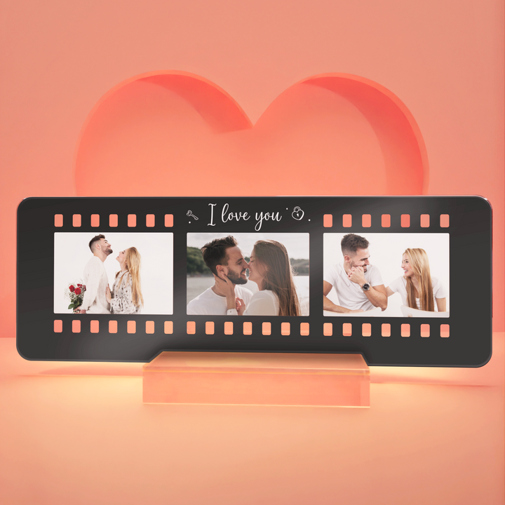 Personalized 'I LOVE YOU' Acrylic Photo Plaque - LED Illuminated