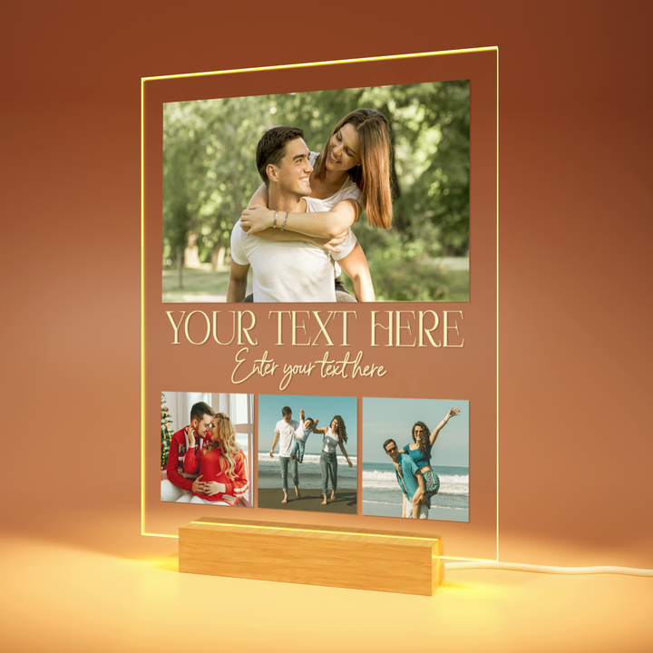 Personalized Acrylic Love Plaque - Custom Photo Gift with LED Option