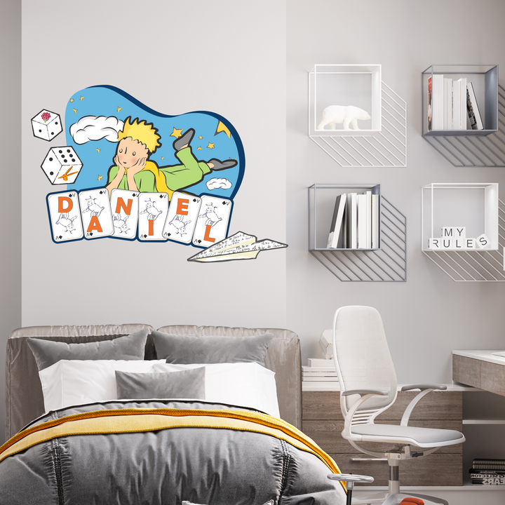Custom Name The Little Prince Wall Decal - EGD X The Little Prince Series - Prime Collection - Baby Girl or Boy - Nursery Wall Decal for Baby Room Decorations - Mural Wall Decal Sticker (EGDLP026)