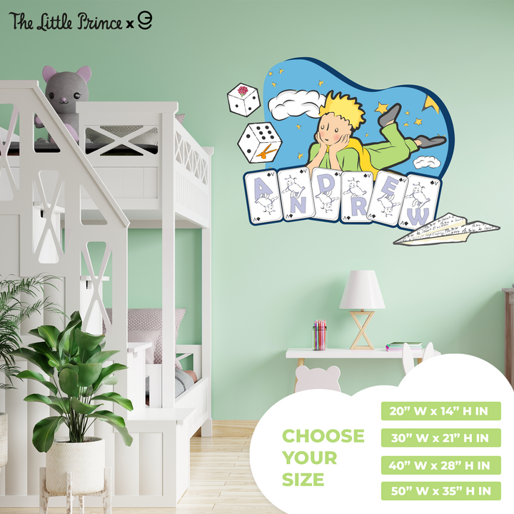 Custom Name The Little Prince Wall Decal - EGD X The Little Prince Series - Prime Collection - Baby Girl or Boy - Nursery Wall Decal for Baby Room Decorations - Mural Wall Decal Sticker (EGDLP026)