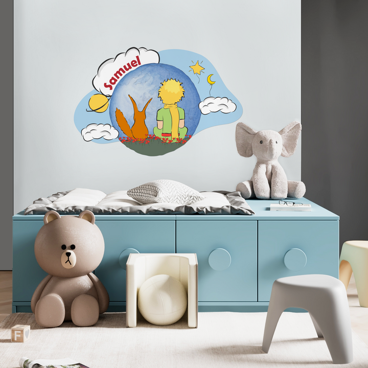 Custom Name The Little Prince Wall Decal - EGD X The Little Prince Series - Prime Collection - Baby Girl or Boy - Nursery Wall Decal for Baby Room Decorations - Mural Wall Decal Sticker (EGDLP049)