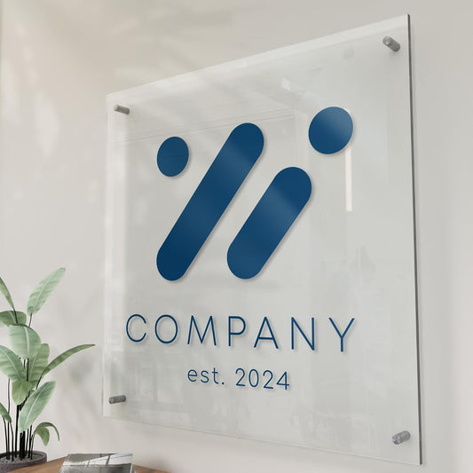 Letrero de Acrílico con tu Logo — Sign Flotante para tu Negocio | Custom Acrylic Business Logo Sign — Floating Office & Storefront Sign