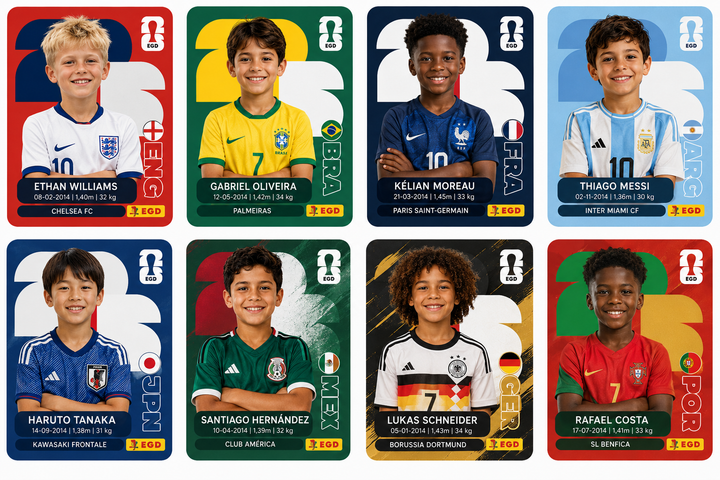 Family Pack 5 Custom World Cup 2026 trading cards — country designs