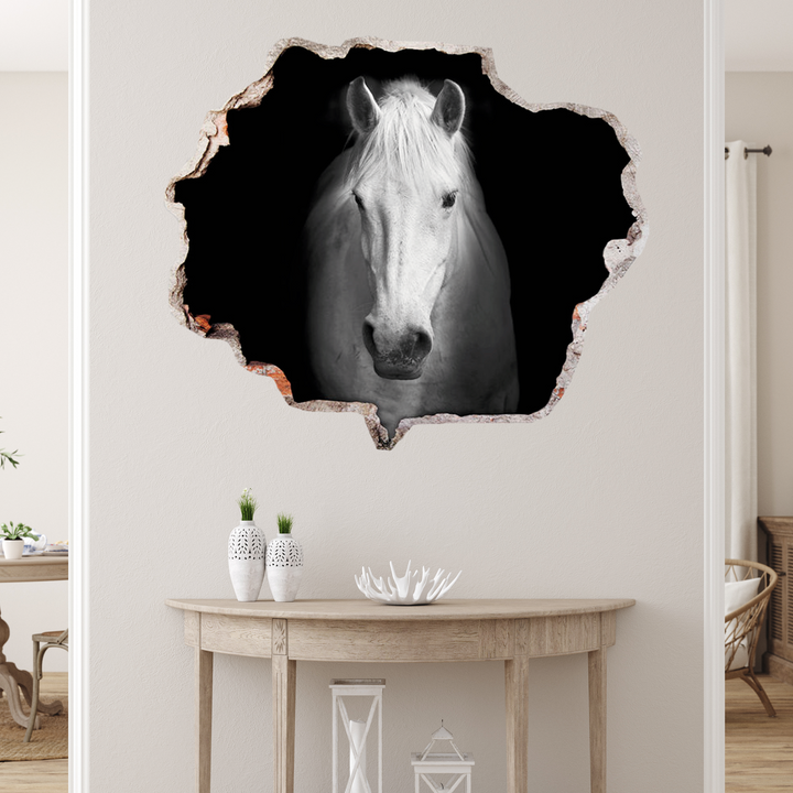Horse Animal Series 3D Effect - Brake Wall Effect 3D - Wall Decal for Room Boys Girls Unisex