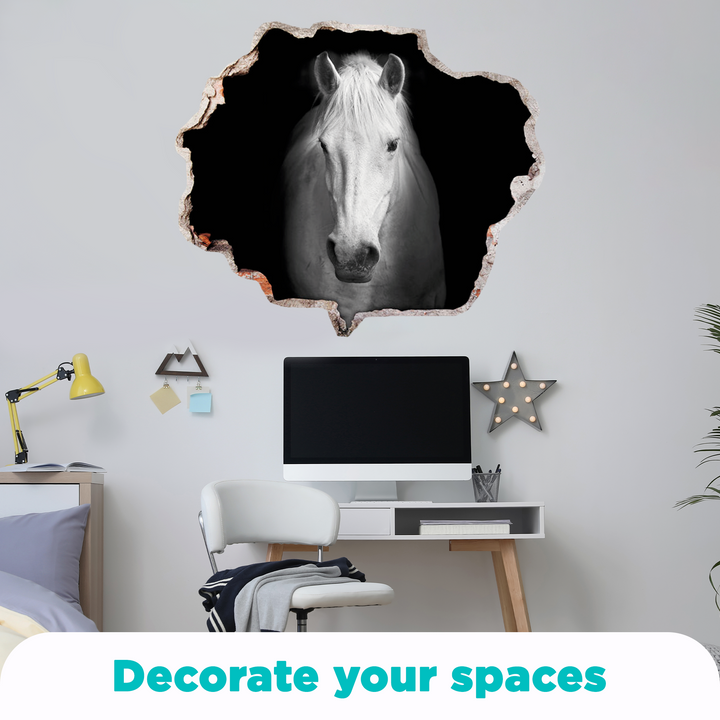 Horse Animal Series 3D Effect - Brake Wall Effect 3D - Wall Decal for Room Boys Girls Unisex