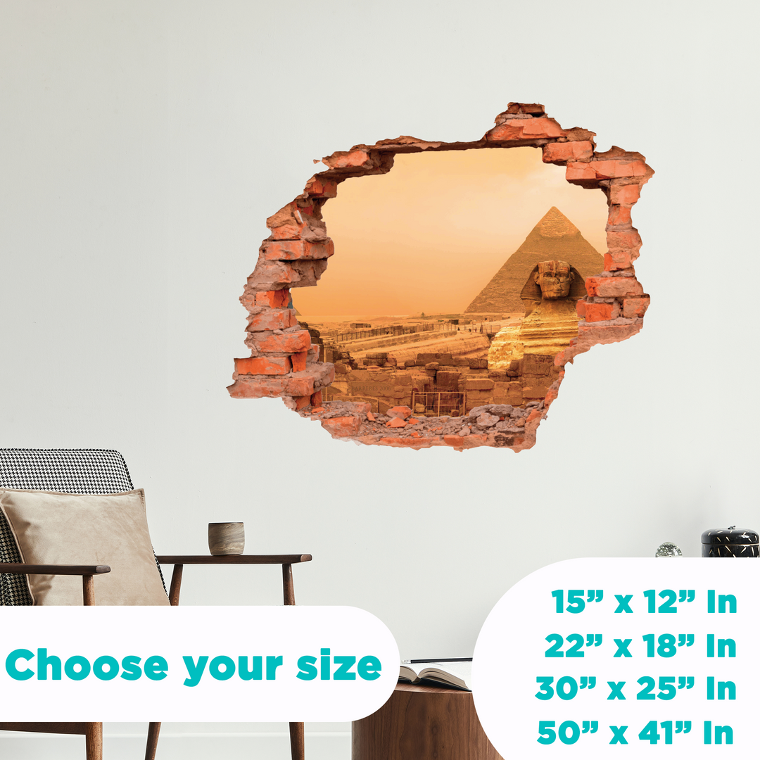 Egyptian Pyramid 3D Effect - Brake Wall Effect 3D - Wall Decal for Room Boys Girls Unisex
