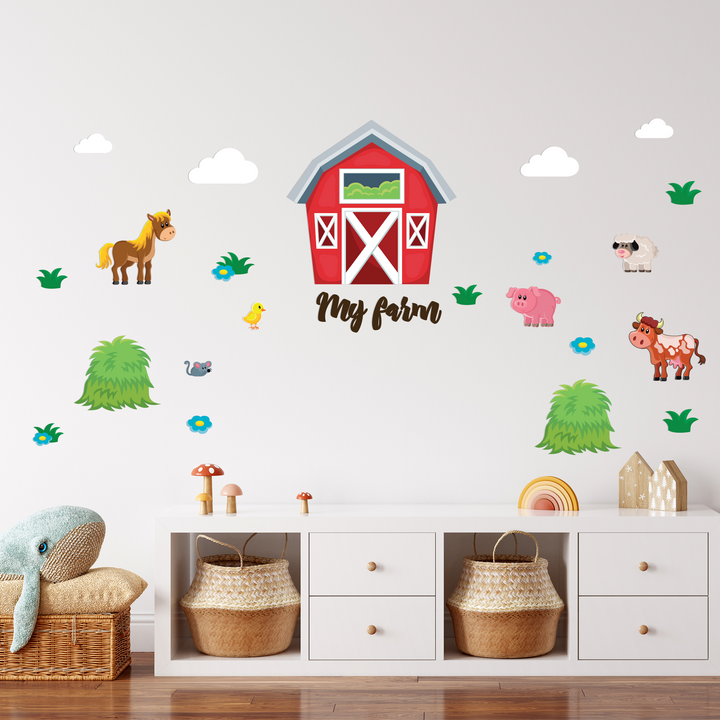 My Farm Animal Series - Baby Girl/Boy - Nursery Wall Decal for Baby Room Decorations - Mural Wall Decal Sticker for Home Children's Bedroom (R147)