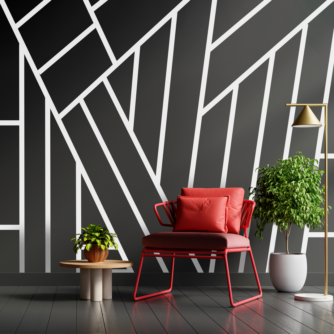 Diagonal Lines Design Wall Decal - Interior Decoration - Modern and Elegant - Easy to Apply - Adhesive Vinyl - Multiple Color Options - (EGD025)