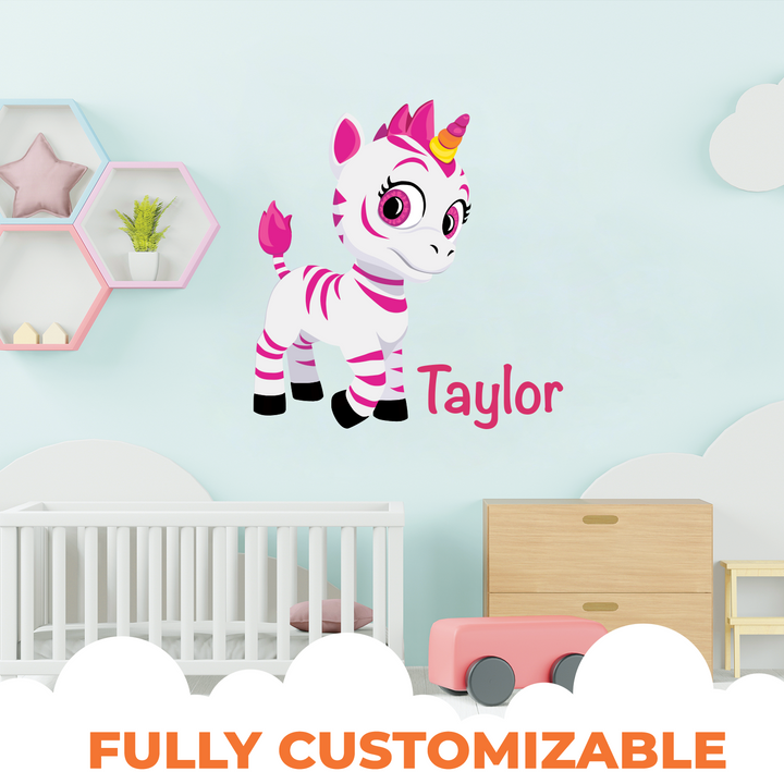 Multiple Font Custom Name Zoonicorn Wall Decal - EGD X Zoonicorn Series - Prime Collection - Baby Girl or Boy - Nursery Wall Decal for Baby Room Decorations - Mural Wall Decal Sticker (EGDZOO - egraphicstore
