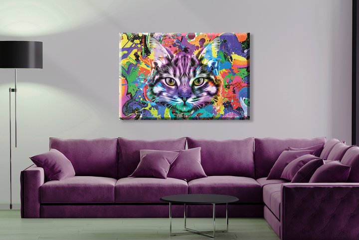 Acrylic Glass Frame Modern Wall Art Colorful Kitty - Abstract Animals Series - Abstract Animals Series - Interior Design - Acrylic Wall Art - Picture Photo Printing Artwork - Multiple Size Op - egraphicstore
