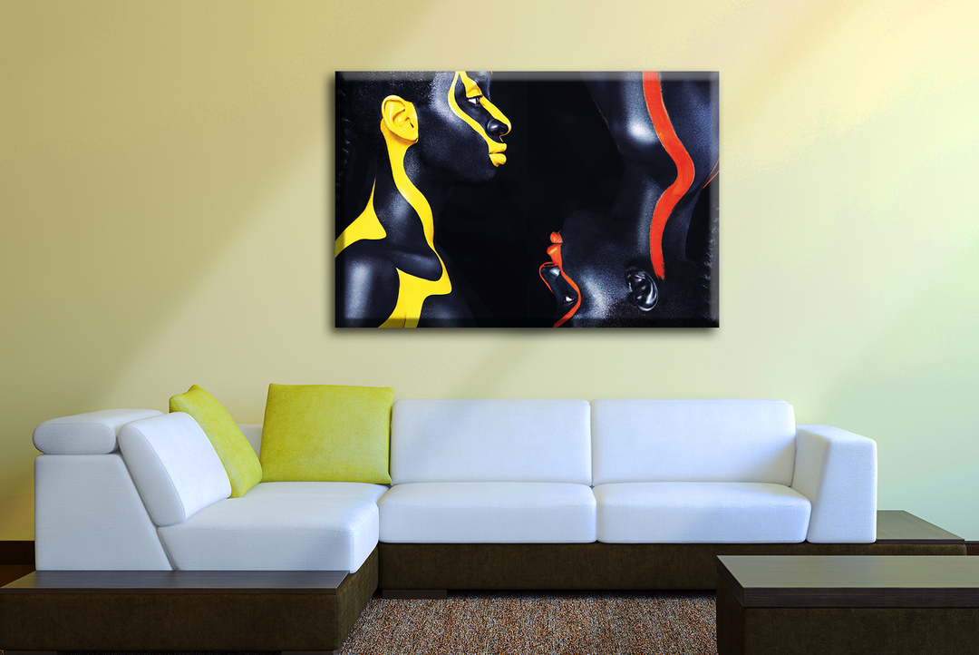 Acrylic Glass Frame Modern Wall Art Yellow and Red Body Paint - Body Art Series - Interior Design - Acrylic Wall Art - Picture Photo Printing Artwork - Multiple Size Options - egraphicstore
