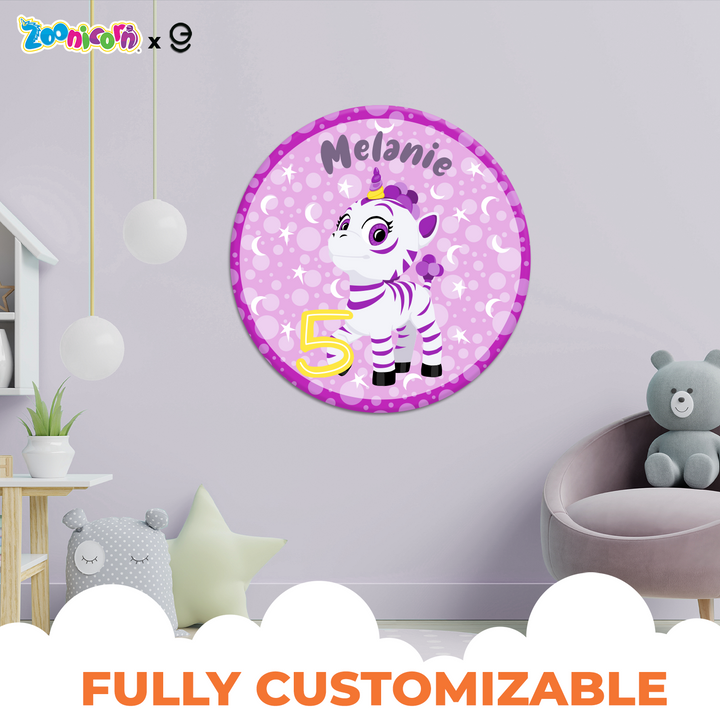 Personalized Promi Zoonicorn Sign in PVC Backdrop and Birthday Centerpiece table - EGD X Zoonicorn Series - PVC - Support with Double-Sided Tape (EGDZOO035) - egraphicstore