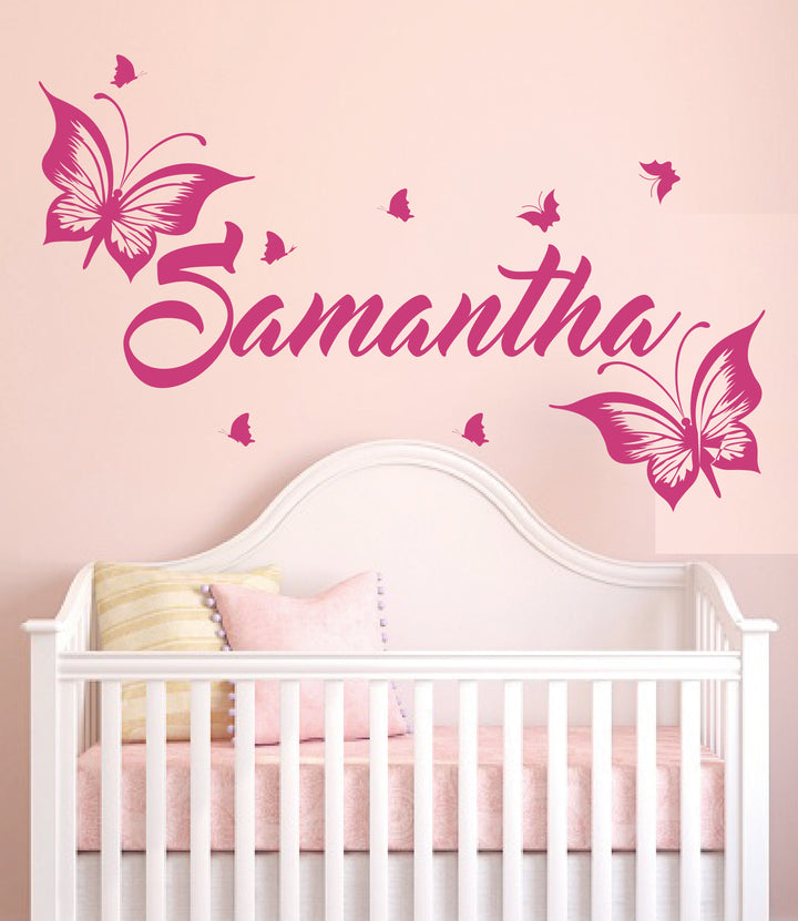 Custom Name Cute Butterflies Wall Decal - egraphicstore