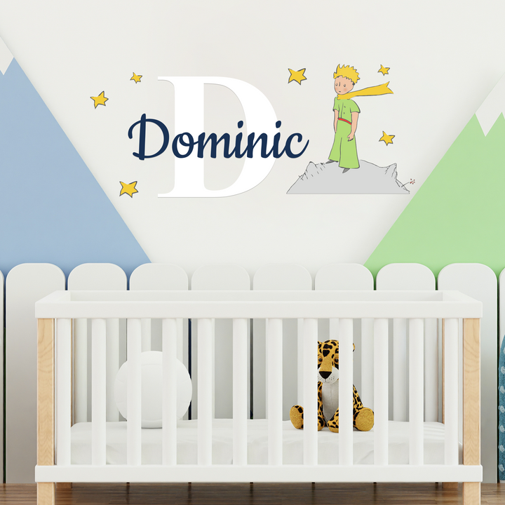 Custom Name & Initial The Little Prince Wall Decal - EGD X The Little Prince Series - Prime Collection - Baby Girl or Boy - Nursery Wall Decal for Baby Room Decorations - Mural Wall Decal Sti - egraphicstore