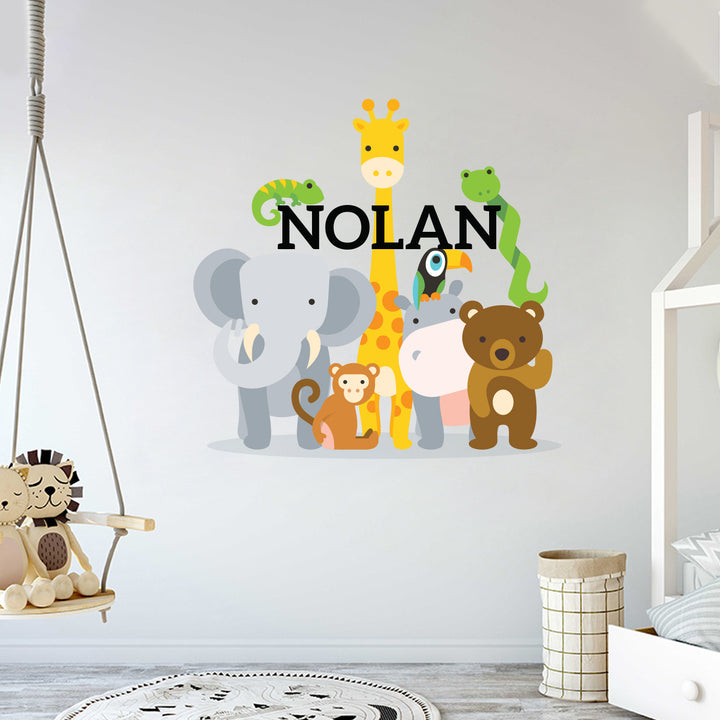 Custom Name Friendly Animals Wall Decal - egraphicstore