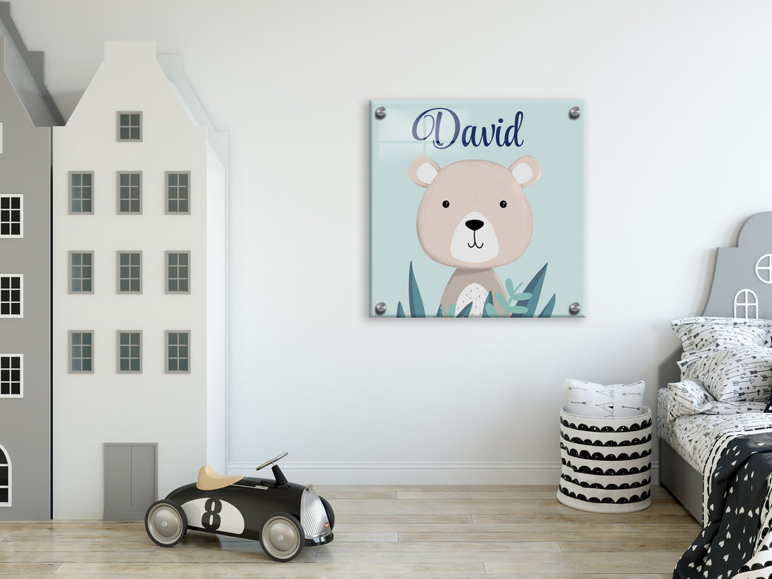 Custom Name Bear Acrylic Sign | Jungle Animals Series | Multiple Size Options | Name & Initial Nursery Wall Decor | Mural Wall Deor for Home Children's Bedroom - egraphicstore