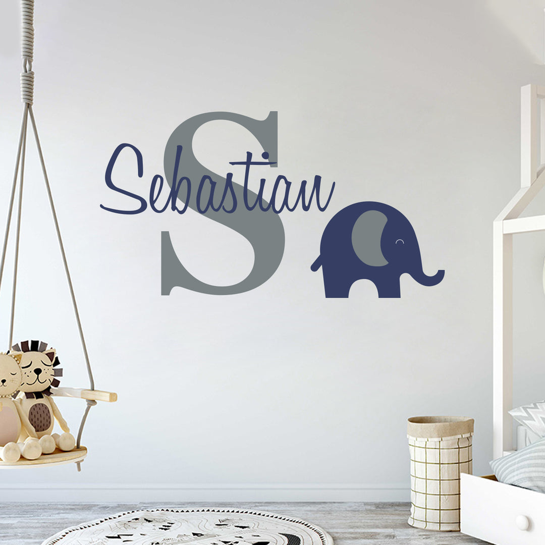 Personalized Name & Initial Elephant Animal Series - egraphicstore