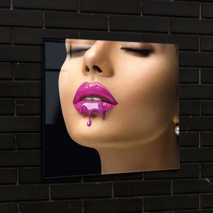 Acrylic Modern Wall Art Purple Lips - Glamorous Lips Series - Acrylic Wall Art - Picture Photo Printing Artwork - Multiple Size Options - egraphicstore