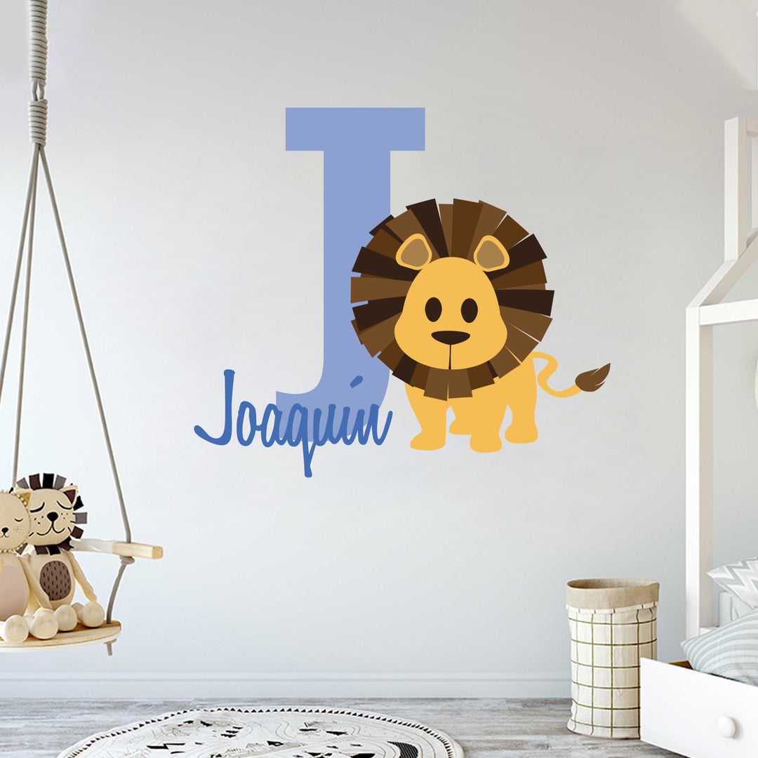 Personalized Name & Initial Lion Jungle Series and Hearts - egraphicstore