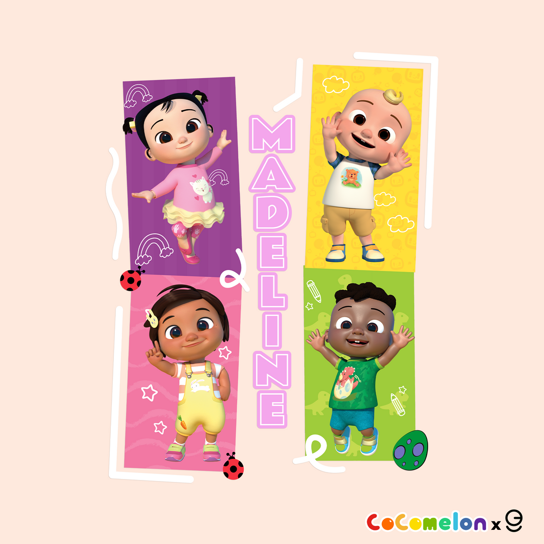 Multiple Font Custom Name JJ, Cody, Nina and Cece CoComelon Kids Wall Decal - EGD X CoComelon Series - Prime Collection - Wall Decal for Room Decorations - Mural Wall Decal Sticker (EGDCOCO00 - egraphicstore