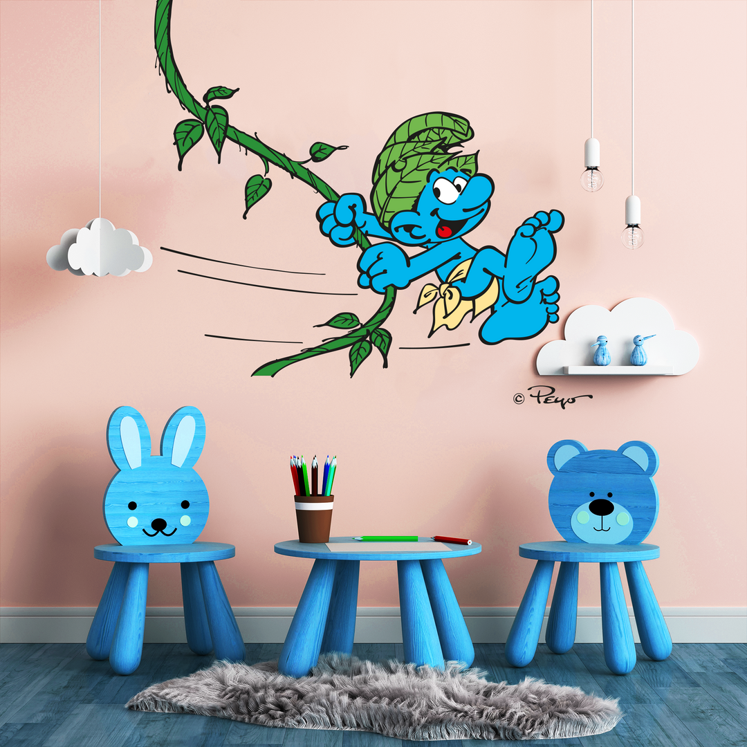The Smurfs Wall Decal - EGD X The Smurfs Series - Prime Collection - Baby Girl or Boy - Nursery Wall Decal for Baby Room Decorations - Mural Wall Decal Sticker (EGDTS011) - egraphicstore