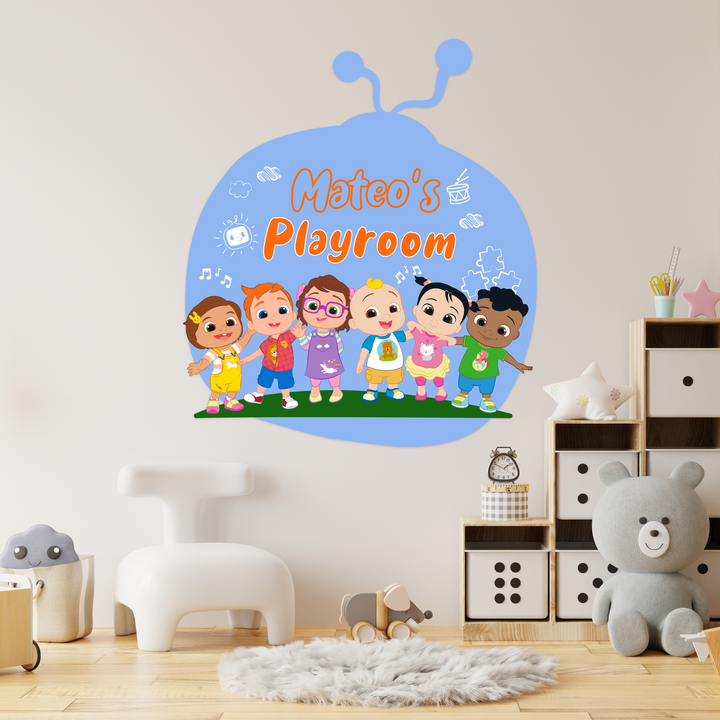 Multiple Font Custom Name JJ and His Friends CoComelon Kids Wall Decal - EGD X CoComelon Series - Prime Collection - Wall Decal for Room Decorations - Mural Wall Decal Sticker (EGDCOCO003) - egraphicstore