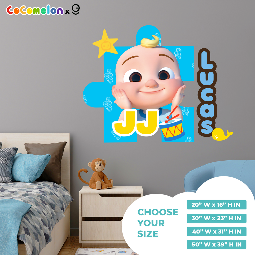 Multiple Font Custom Name JJ CoComelon Kids Wall Decal - EGD X CoComelon Series - Prime Collection - Wall Decal for Room Decorations - Mural Wall Decal Sticker (EGDCOCO002) - egraphicstore