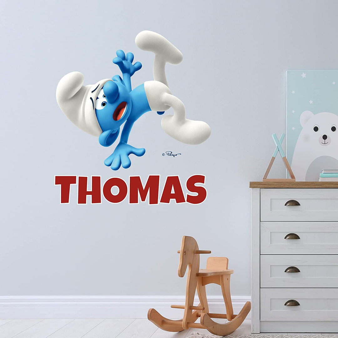 Custom Name & Initial The Smurfs Wall Decal - EGD X The Smurfs Series - Prime Collection - Baby Girl or Boy - Nursery Wall Decal for Baby Room Decorations - Mural Wall Decal Sticker (EGDTS034 - egraphicstore