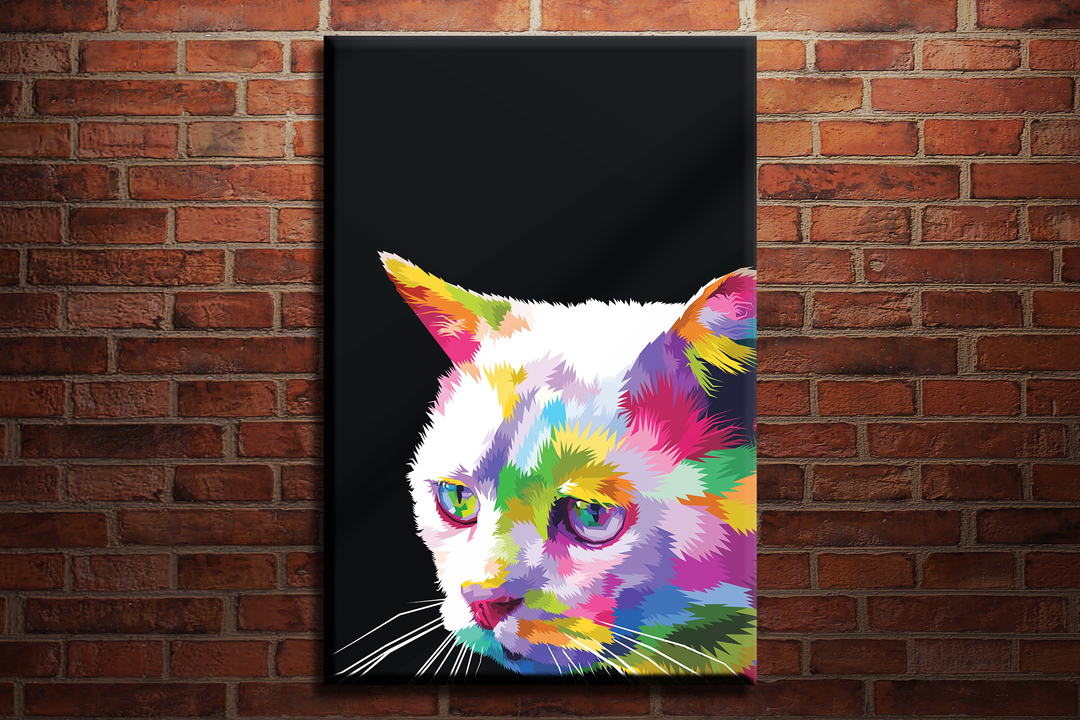 Acrylic Glass Frame Modern Wall Art Colorful Cat - Abstract Animals Series - Abstract Animals Series - Interior Design - Acrylic Wall Art - Picture Photo Printing Artwork - Multiple Size Opti - egraphicstore