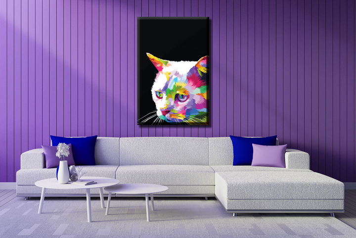Acrylic Glass Frame Modern Wall Art Colorful Cat - Abstract Animals Series - Abstract Animals Series - Interior Design - Acrylic Wall Art - Picture Photo Printing Artwork - Multiple Size Opti - egraphicstore