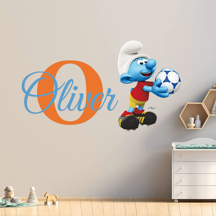 Custom Name & Initial The Smurfs Wall Decal - EGD X The Smurfs Series - Prime Collection - Baby Girl or Boy - Nursery Wall Decal for Baby Room Decorations - Mural Wall Decal Sticker (EGDTS036 - egraphicstore