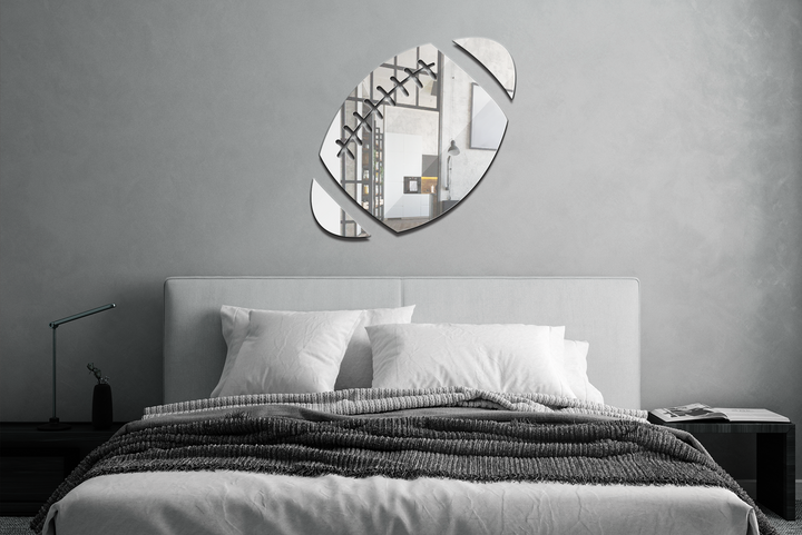 Mirror Figures Shapes Wall Decor, Football Ball - Wall Mirror Mounted Decorative - Mirror for Bathroom Vanity, Living Room or Bedroom - Interior Design - Multiple Size Options - Support With  - egraphicstore