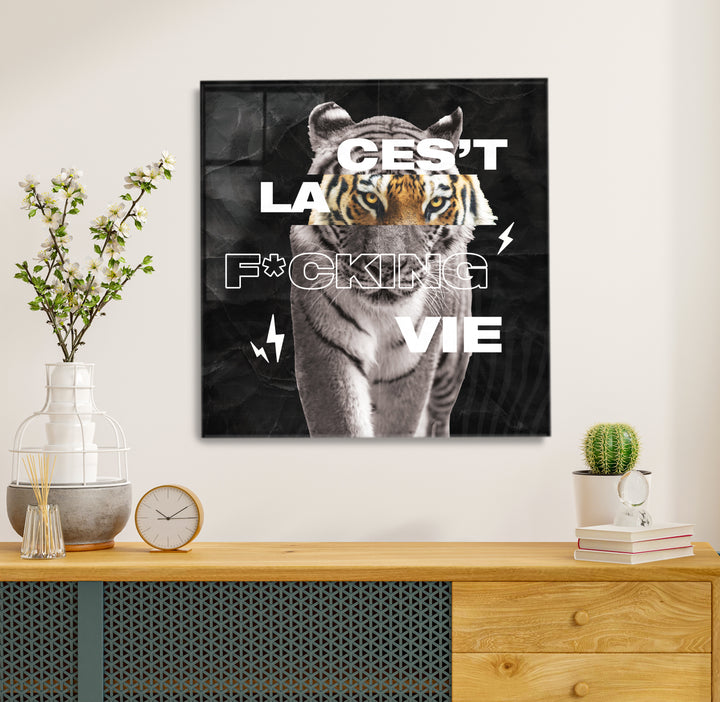 Acrylic Modern Wall Art Tiger In The Wild Artistic Picture - Acrylic Wall Art - Picture Photo Printing Artwork - Multiple Size Options (With Quote) - egraphicstore