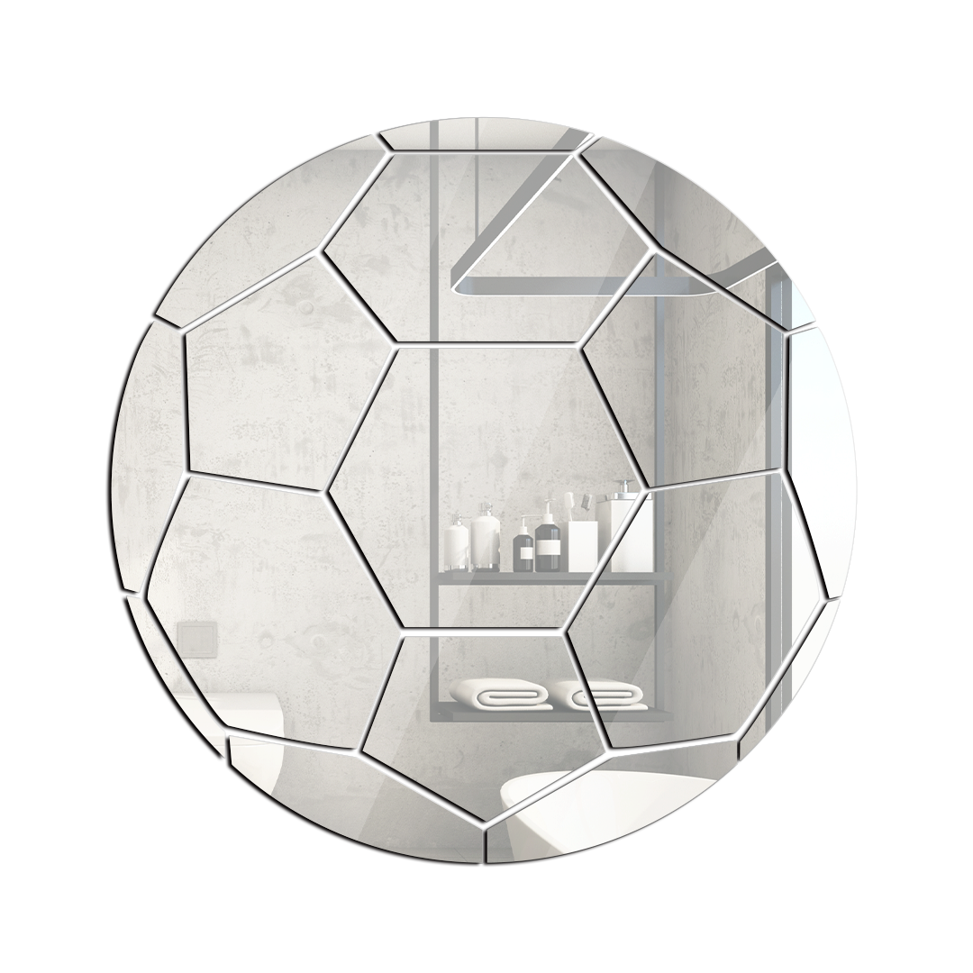 Mirror Figures Shapes Wall Decor, Soccer Ball - Wall Mirror Mounted Decorative - Mirror for Bathroom Vanity, Living Room or Bedroom - Interior Design - Multiple Size Options - Support With Do - egraphicstore