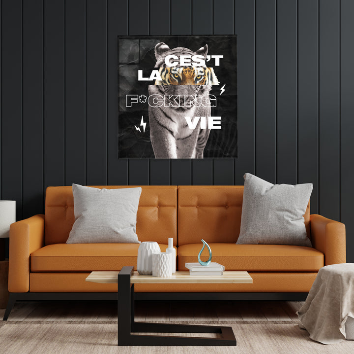 Acrylic Modern Wall Art Tiger In The Wild Artistic Picture - Acrylic Wall Art - Picture Photo Printing Artwork - Multiple Size Options (With Quote) - egraphicstore