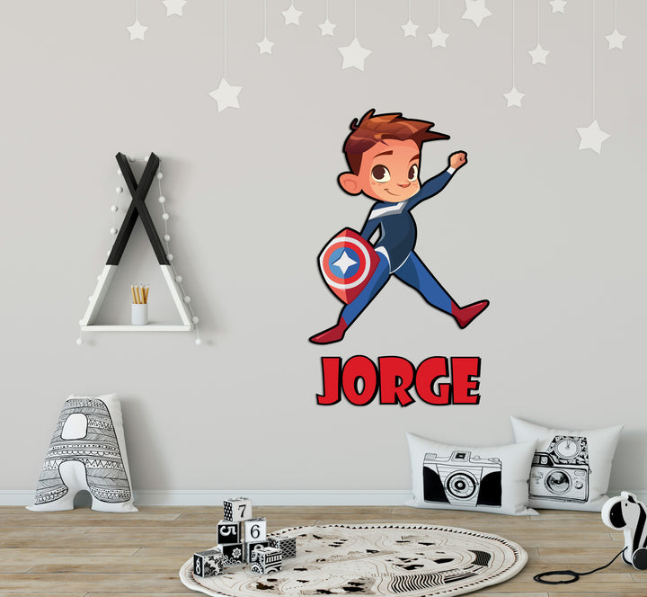 Customizable Captain Wall Decal - Name & Superheroes - Prime Series - Baby Girl or Boy - Custom Name & Superheroes- Nursery Wall Decal for Baby Room Decorations - Mural Wall Decal Sticker - egraphicstore