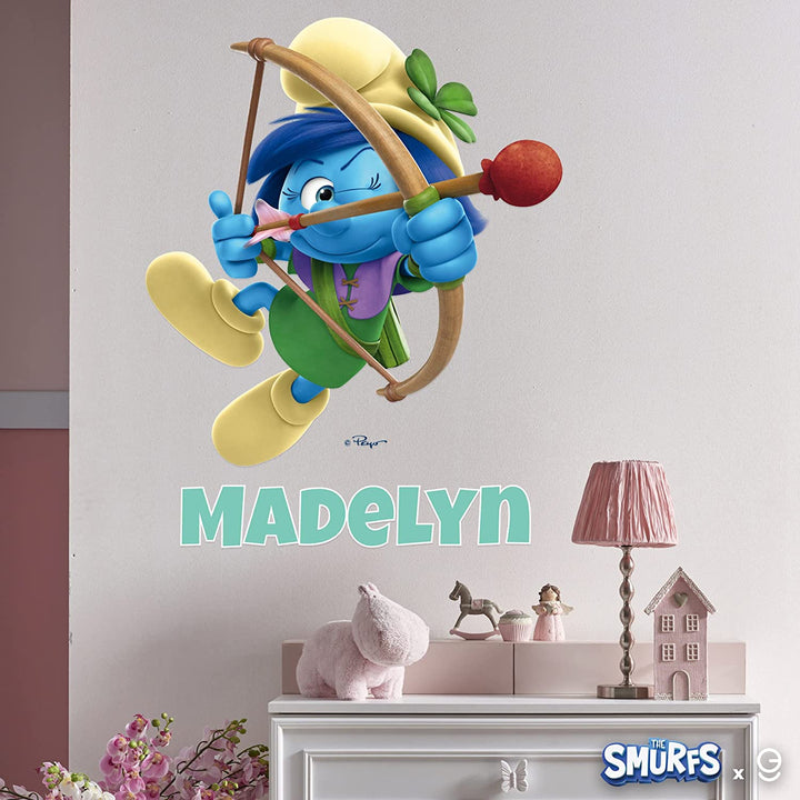Custom Name & Initial The Smurfs Wall Decal - EGD X The Smurfs Series - Prime Collection - Baby Girl or Boy - Nursery Wall Decal for Baby Room Decorations - Mural Wall Decal Sticker (EGDTS033 - egraphicstore