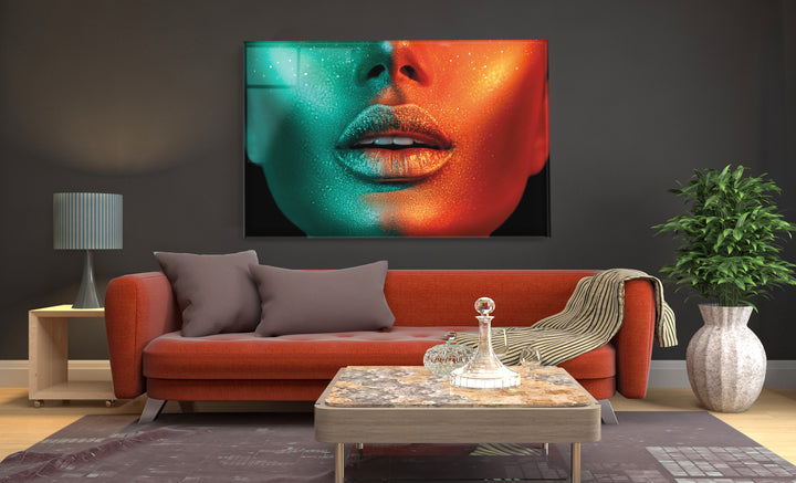 Acrylic Modern Wall Art Glitter Lips - Glamorous Lips Series - Acrylic Wall Art - Picture Photo Printing Artwork - Multiple Size Options - egraphicstore
