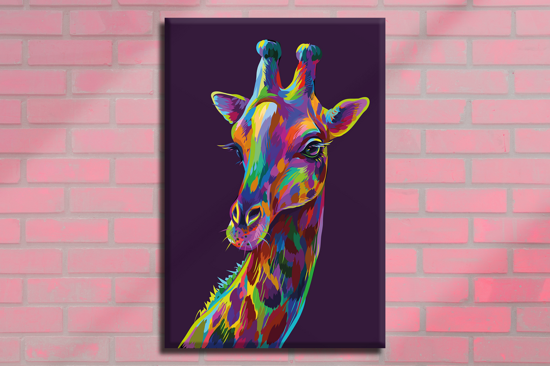 Acrylic Glass Frame Modern Wall Art Colorful Giraffe - Abstract Animals Series - Interior Design - Acrylic Wall Art - Picture Photo Printing Artwork - Multiple Size Options - egraphicstore