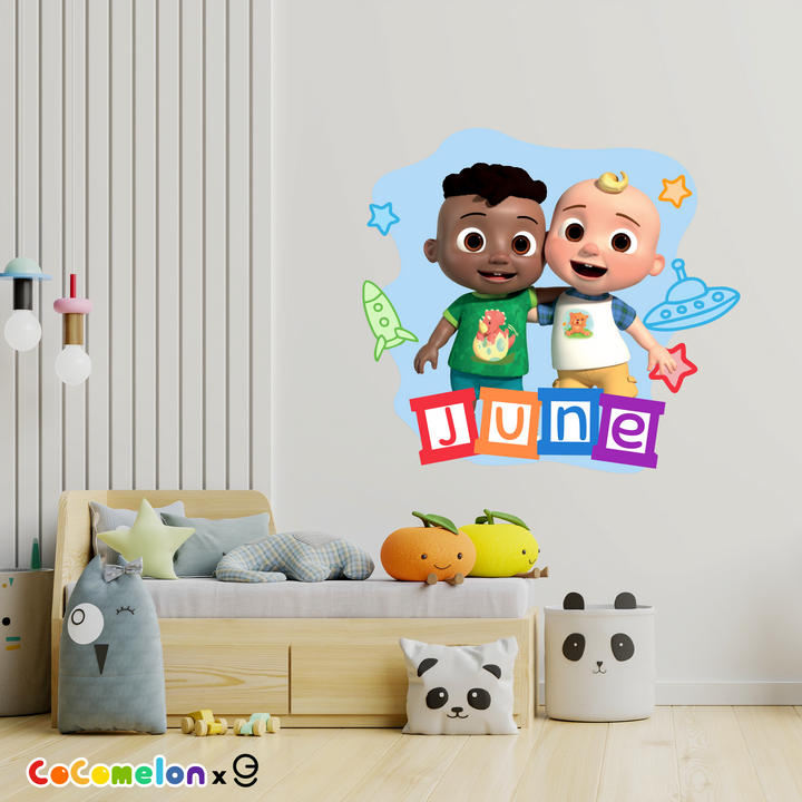 Multiple Font Custom Name JJ and Cody CoComelon Kids Wall Decal - EGD X CoComelon Series - Prime Collection - Wall Decal for Room Decorations - Mural Wall Decal Sticker (EGDCOCO004) - egraphicstore