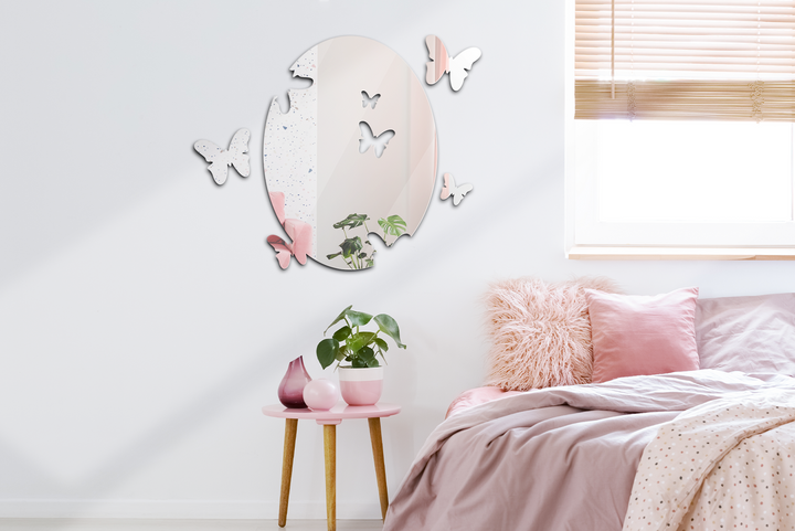 Mirror Figures Shapes Wall Decor, Butterfly - Wall Mirror Mounted Decorative - Mirror for Bathroom Vanity, Living Room or Bedroom - Interior Design - Multiple Size Options - Support With Doub - egraphicstore