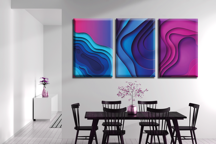 Acrylic Frame Modern Wall Art Set of 3 - Abstract Illustrations Series - Interior Design - Acrylic Wall Art - Picture Photo Printing Artwork - Multiple Size Options (IABS 007) - egraphicstore