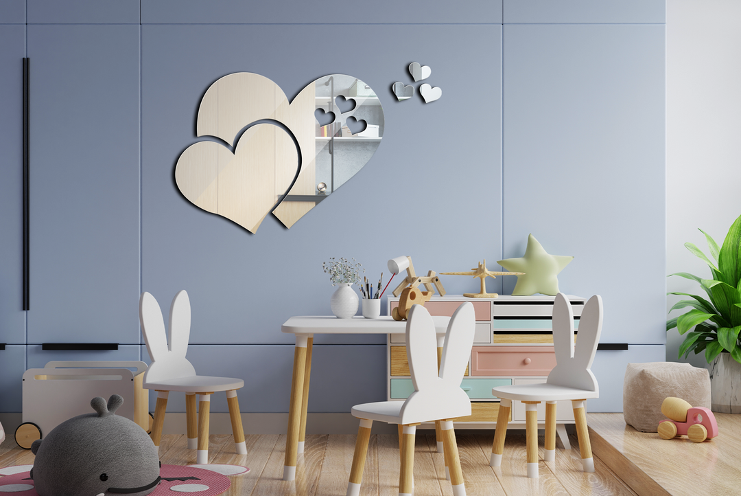 Mirror Figures Shapes Wall Decor, Heart - Wall Mirror Mounted Decorative - Mirror for Bathroom Vanity, Living Room or Bedroom - Interior Design - Multiple Size Options - Support With Double-S - egraphicstore