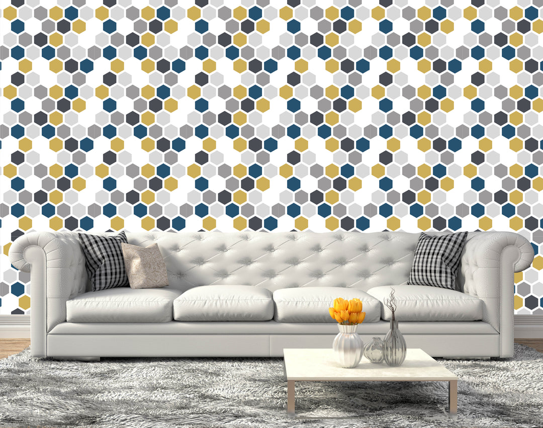 Hexagon Geometric Colors Wallpaper R459 - egraphicstore