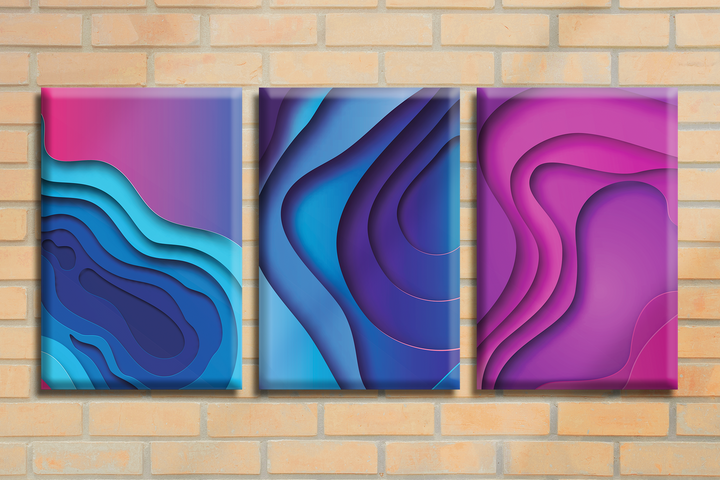 Acrylic Frame Modern Wall Art Set of 3 - Abstract Illustrations Series - Interior Design - Acrylic Wall Art - Picture Photo Printing Artwork - Multiple Size Options (IABS 007) - egraphicstore